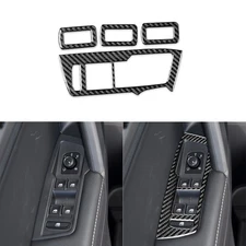 Carbon Fiber Interior Window Lift Switch Panel Cover For Volkswagen Tiguan 17-19