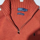 Polo Ralph Lauren Mens Orange Solid Cotton Knit 1/4 Zip Mock Neck Sweater XL — photo 1