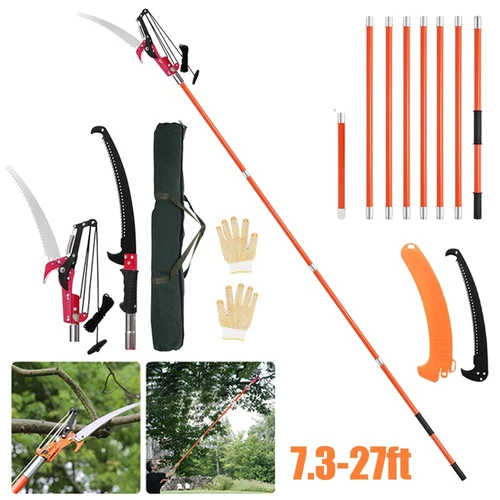 TELESCOPIC GARDEN LOPPER EXTENDABLE TREE HIGH BRANCH PRUNER CUTTER + 40cm SAW UK - Picture 1 of 18