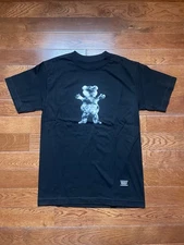 GRIZZLY GRIP TAPE t shirt Smoke Bear Short Sleeve Men’s Size Small Black NWOT