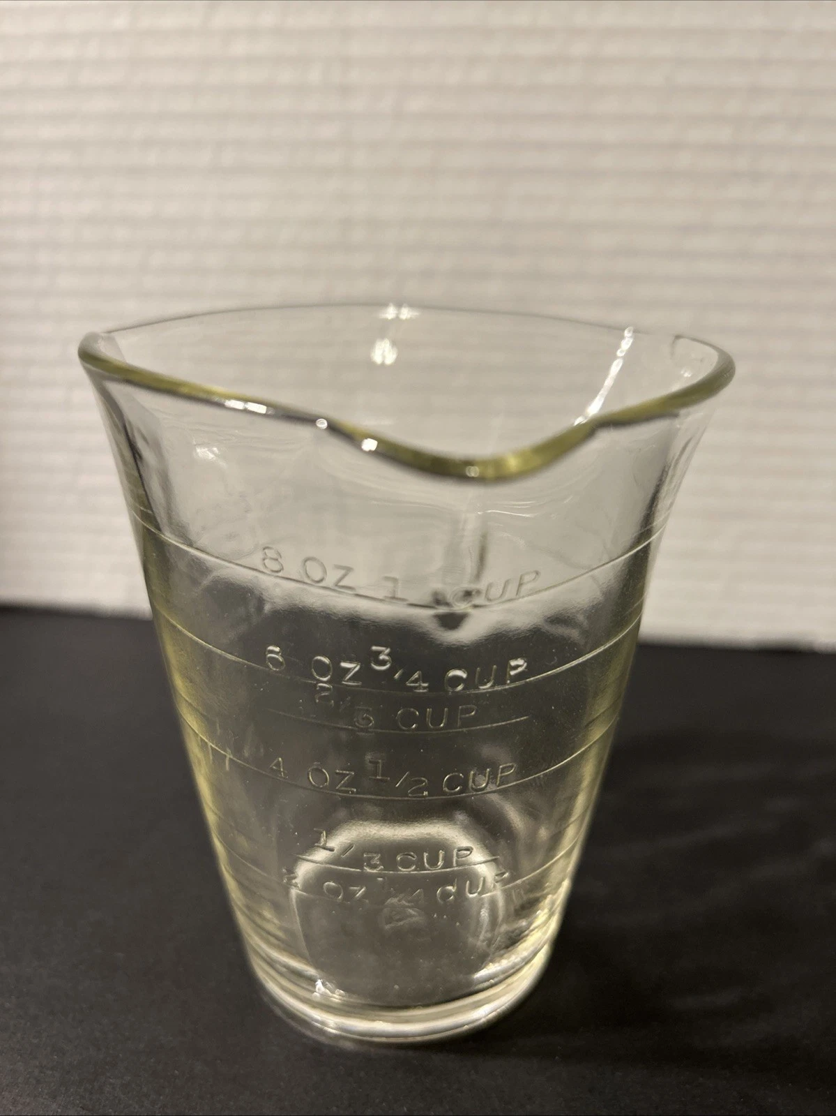 Vintage Fire-King 3 Spout Glass Measuring Cup F-Shield 1940s