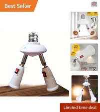 2-in-1 Light Socket Extender E26/E27 to 2 Bulb Adapter Adjustable 360  Rotatable