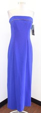 Vtg 90s Evening Dress Womens 9 S M Blue Strapless Rhinestone Maxi Formal Prom