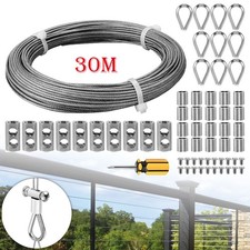 30M Stainless Steel Garden Wire Rope Kit Cable Wire Rope Catenary Wire Kit