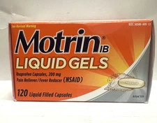 Motrin IB Liquid Gels ,Ibuprofen ,200mg 120 Liquid Filled Capsules, Exp:03/26