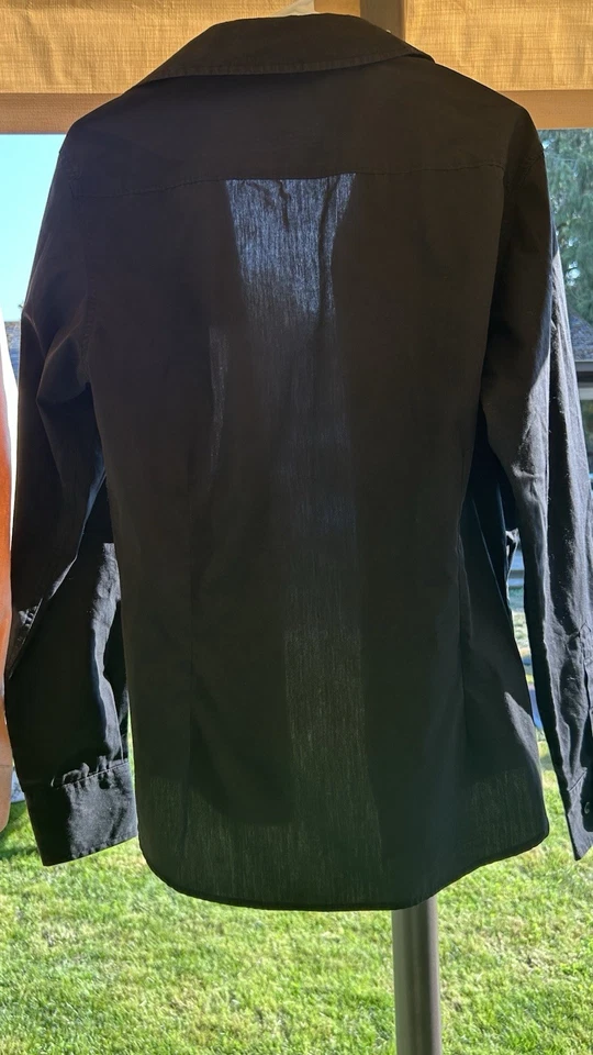 Soverign Long Sleeve Black Button Up Medium Shirt 55% Cotton Made In USA - Image 3 of 4