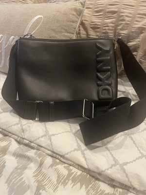 DKNY Black Crossbody Bag Zip Closure Silver Hardware Adjustable Strap