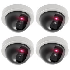 WALI Dummy Fake Security CCTV Dome Camera with Flashing Red 4 Packs, White