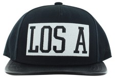 Flat Fitty Los A Black Snap Back Mens Caps Size OS, Color: Black/White