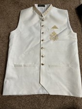 Sudhara  s Vest Embroidered Indian / Pakistani IVORY SMALL 39-41  Chest - NWT