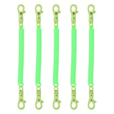 Retractable Coil Keychain W Double Clasp, 7.9", Fluorescent Green 5Pcs 