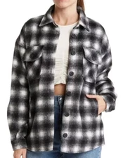 New Thread & Supply Woman's Size XL Window Pane Plaid Flannel Button Shacket Top