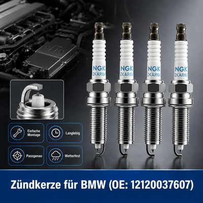 Austauschset mit vier Kerzen Für NGK PLZKAR6A-11 saubere Verbrennung im Motor