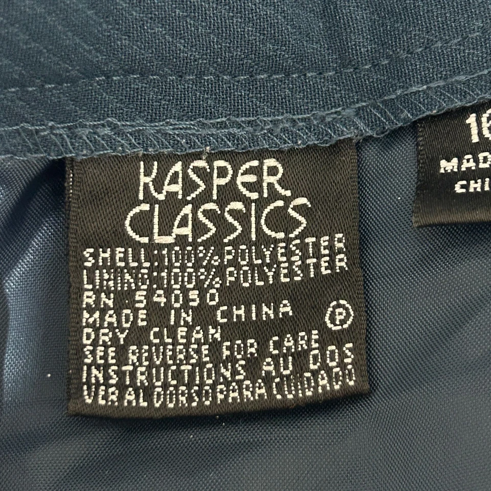 Pantalones Kasper Classics para mujer 16 verde azulado plisados pierna recta forrados poliéster oficina Foto 2 de 4