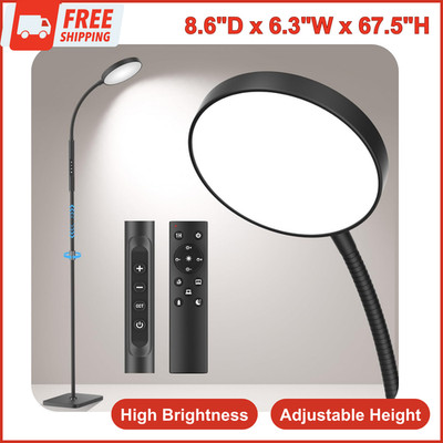 Adjustable Height Floor Lamp with Remote Dimmable LED Gooseneck Tall Stand,Black