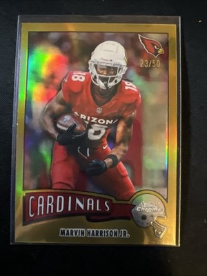 2025 Topps Chrome Marvin Harrison Jr 23/50 Gold Refractor #1975-1 Cardinals