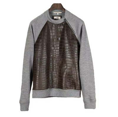 $35K HERMES M Crocodile & Cashmere 1/4 Zipped Sweater  NWT!