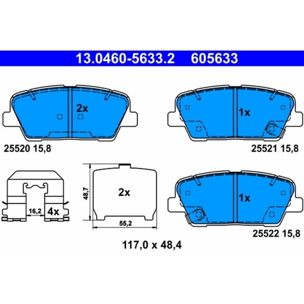 Bremsbelagsatz Scheibenbremse ATE 13.0460-5633.2 FüR Kia Hyundai Sorento II-image