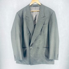 Vintage Saint Laurent Blazer Mens 46L Gray Wool Double Breasted Jacket France