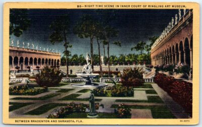 #ad Night Time Scene In Inner Court Of Ringling Art Museum Sarasota Florida $8.39