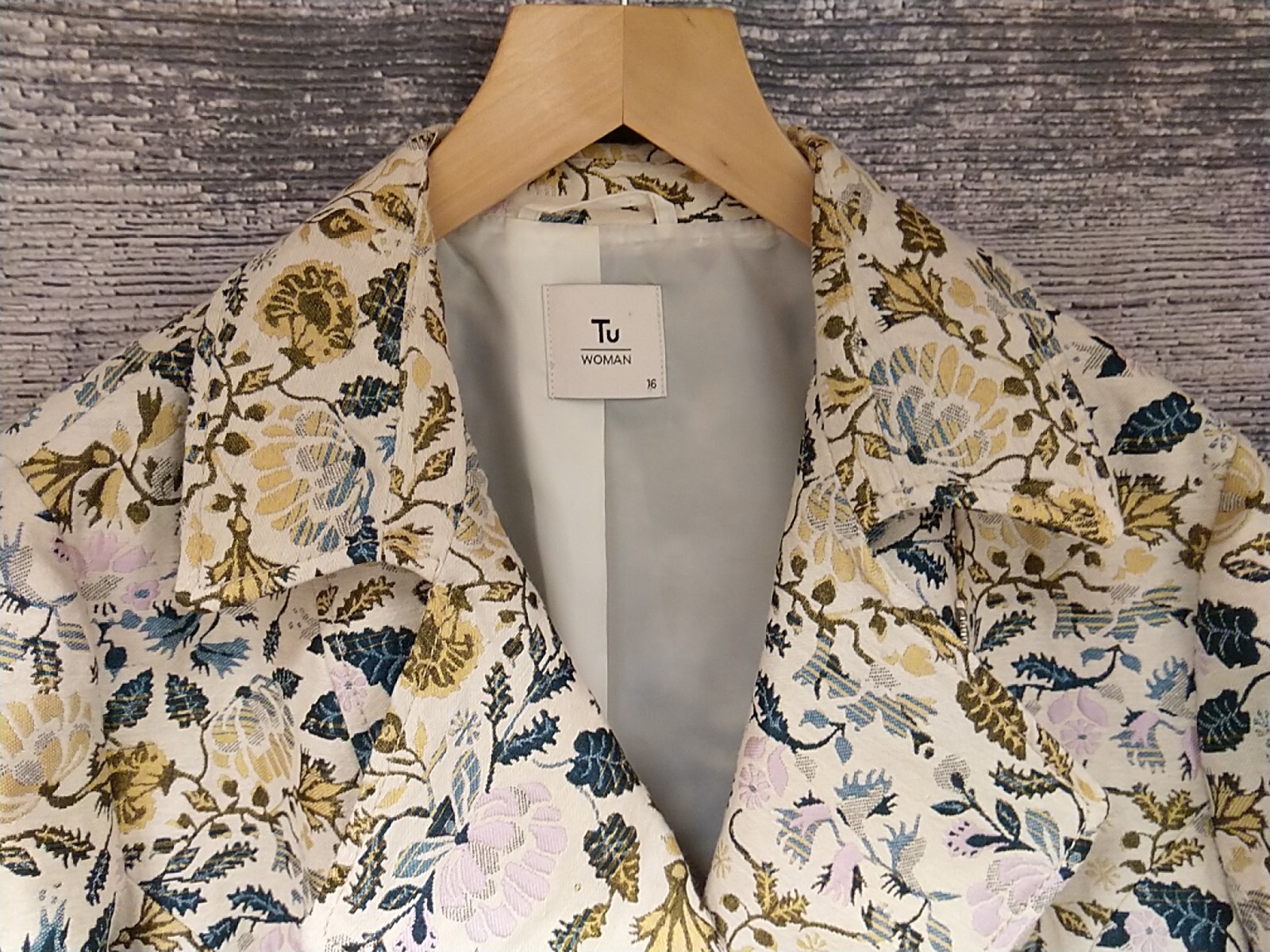 Ladies Floral Tapestry Jacquard Jacket Biker Style Size 16 Ex.Cond eBay