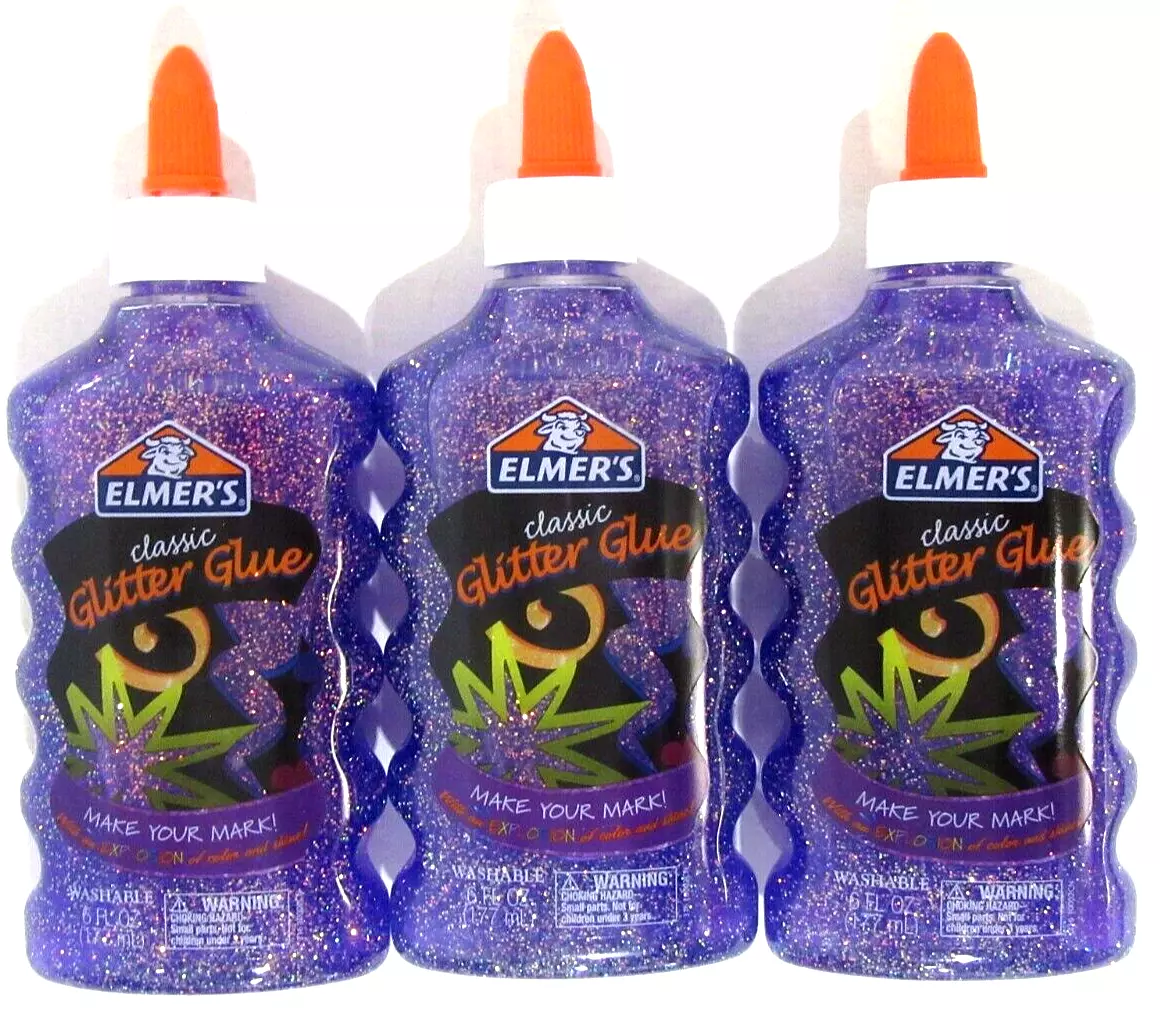 Elmer's 3-Pack Washable Liquid Glitter Glue for Slime 6 oz each - PURPLE