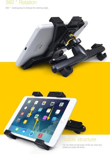 360 Rotating Headrest Car Seat Holder Bracket For All iPad Tablet 7 To 10.1 inch - Picture 4 of 8