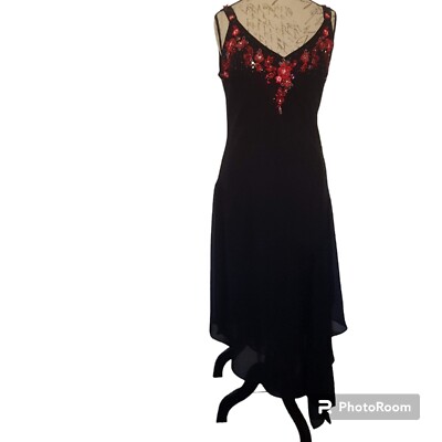 R&M Richards Black And Red flowery embroidered sequin dress 16 | eBay R&M Richards Black And Red flowery embroidered sequin dress 16 | eBay