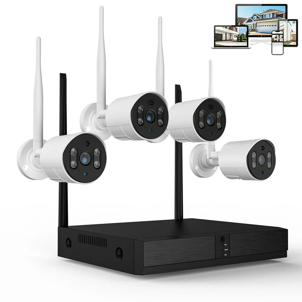 4Pcs Security Wired Camera System, 8CH 3MP NVR Home Security, 1080P IP Security 