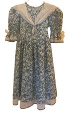 storybook heirloom blue floral dress girls 6X cottage core layered puffy Vtg