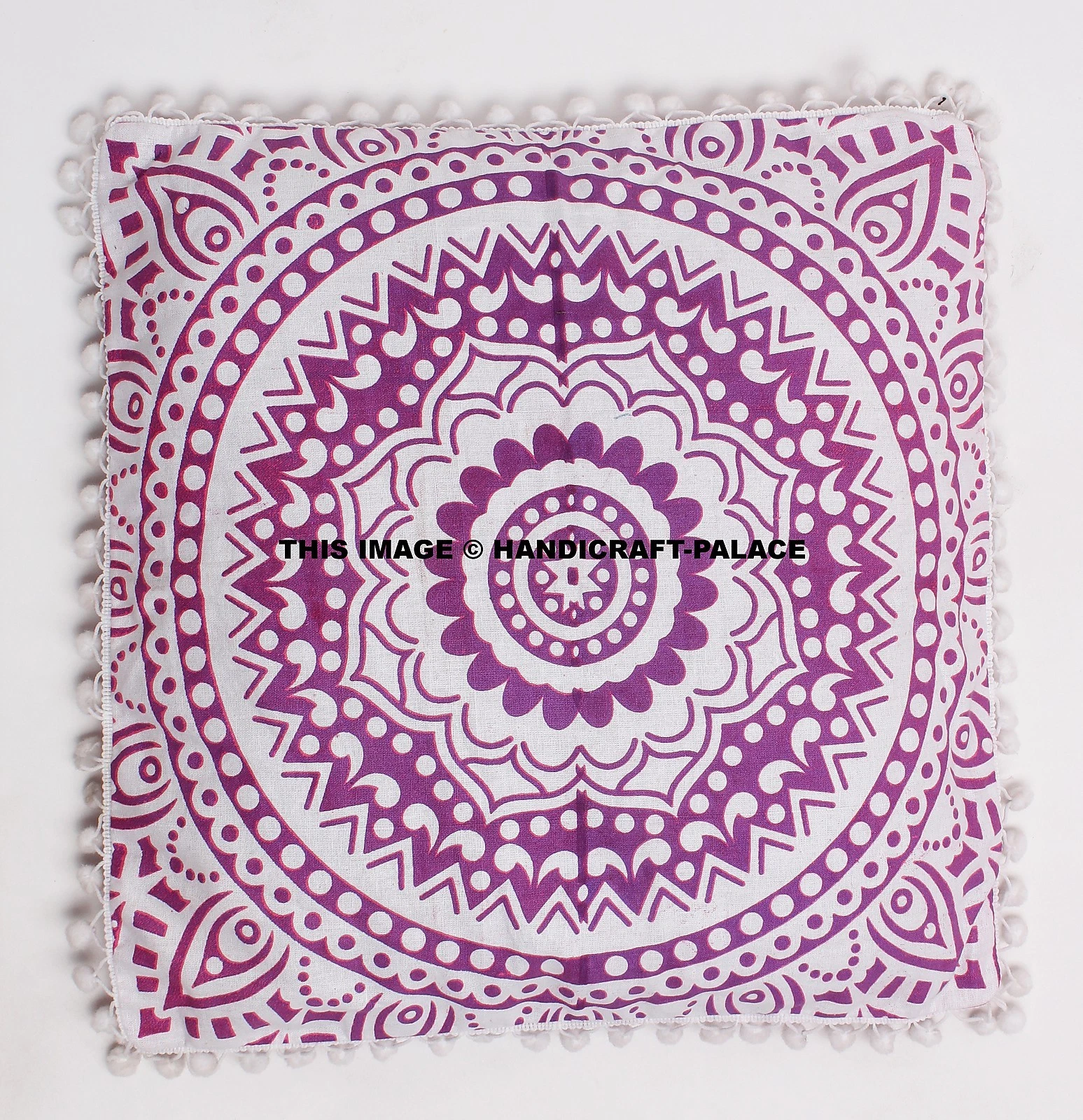 Indien Large Pom Lace Floor Pillow Sham Cotton Cushion Pouf Throw 16" Sofa Decor