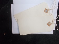 LUGGAGE LABLES VINTAGE  60S   WHITE STRING TIES   (20/01)    X  6