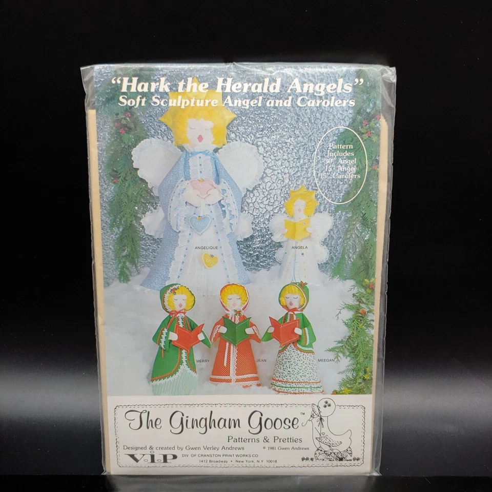 Soft Sculpture Doll Sewing Pattern - 30" Large Angel / 15" Christmas Carolers - Image 2 of 4