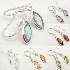 Trending Deals Today 925 Sterling Silver MARQUISE Gemstone Traditional Earrings