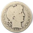 1913-P Philadelphia 50c Barber Liberty Silver Half Dollar AG/G+