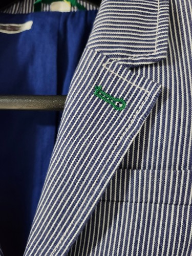 Mini Boden Jacket Boys 11/12 Blue Blazer 2 Button Striped 100% Cotton Lined Pkts - Picture 7 of 18