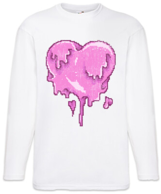 Pixel Melting Heart Langarm T-Shirt Pixel Retro Gamer Gaming Couple Bit Nerd
