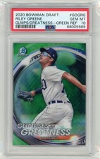 2020 Bowman Draft Glimpse of Greatness Green Refractor Riley Greene /99 PSA 10