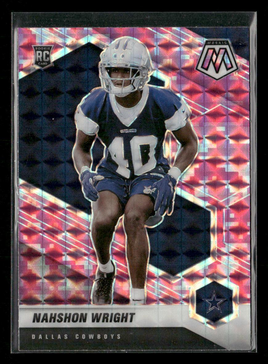 2021 Panini Mosaic #349 Nahshon Wright Prizm Camo Pink RC