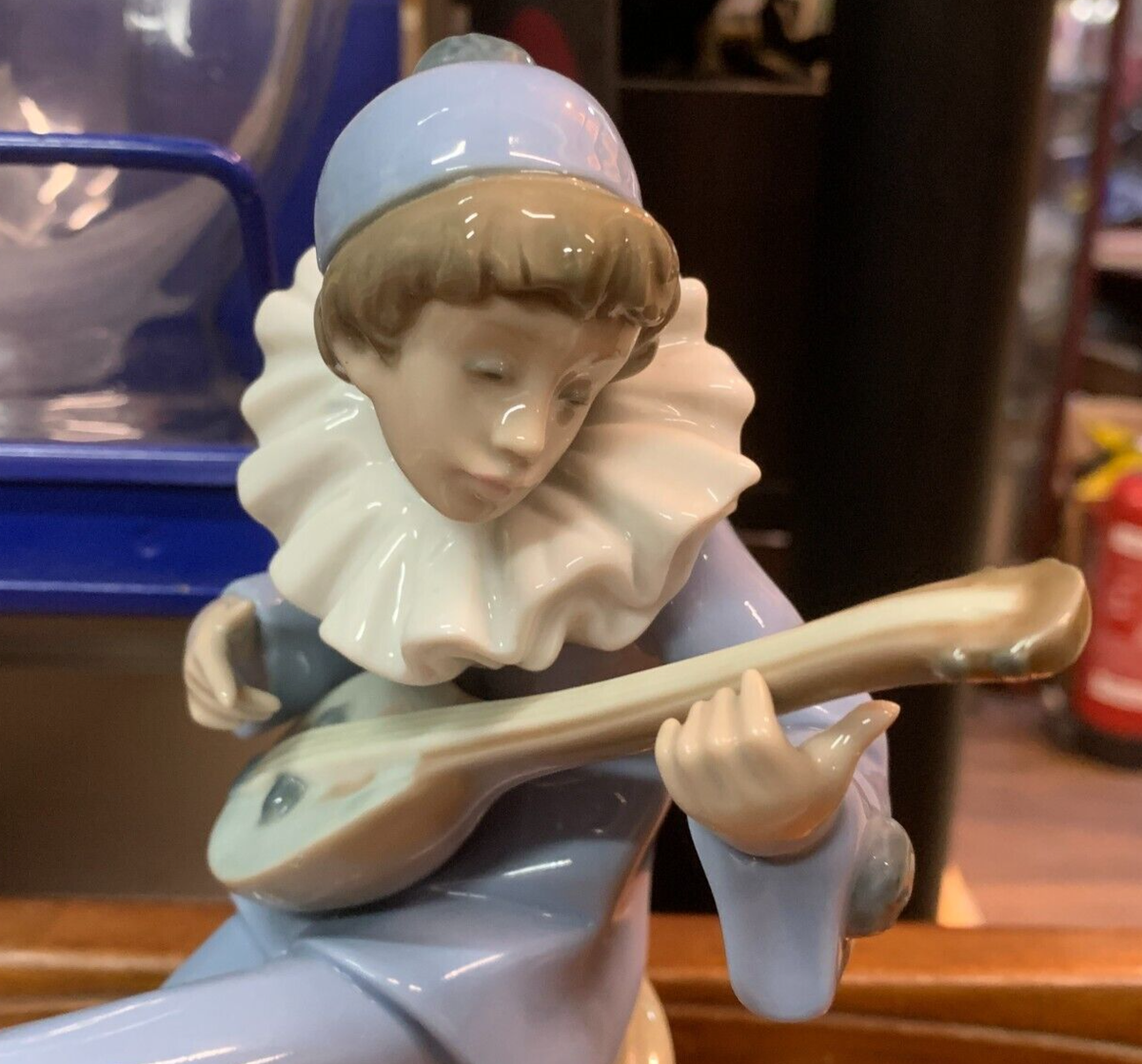 Lovely Rare Nao by Lladro Jester with Mandolin Porcelain Figurine