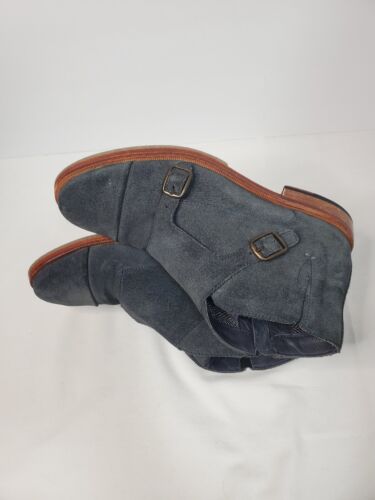 J Shoes Dorado W T3203 blau Leder Schnalle Chelsea Stiefeletten Motorrad Stiefel Größe 7 - Bild 7 von 11
