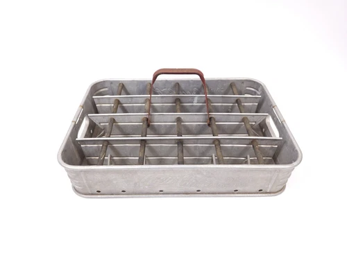 Vtg 1949 Aluminum Coca Cola 24 Bottle Stadium Carrier Caddy Tray With Handle