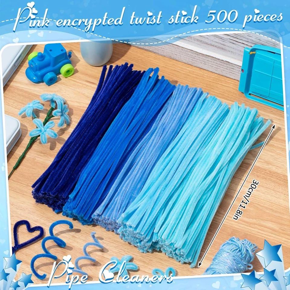 500 Pieces Pipe Cleaners Chenille Stems for Flowers Craft Supplies Bulk Fluffy F - Image 2 of 4