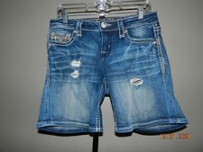 Rock Revival "Ysabelle" Denim EASY Shorts Thick stitched Size 27