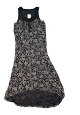 Lucky Brand Women's Black Eyelet Knit Dress Vacation Travel Sleeveless Sz S