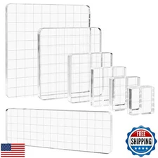 CYFUN DESIGN 7 Pieces Acrylic Stamp Blocks Sets Clear Stamping Blocks Tools w