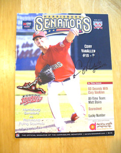 MILB - 2011 (Aug.) Harrisburg Senators GameDay Program "C. VanAllen" Auto. - EX