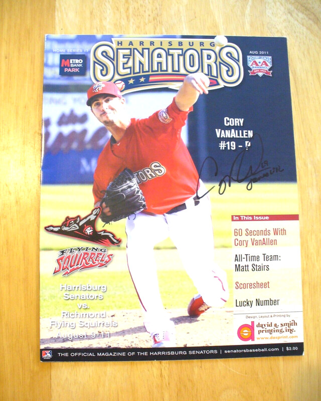 MILB - 2011 (Aug.) Harrisburg Senators GameDay Program "C. VanAllen" Auto. - EX