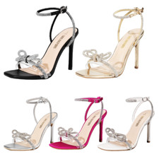 Women Ankle Strap Square Toe High Stilettos Heel Wedding Party Heel Sandals
