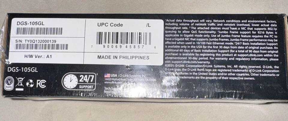D-Link Switch DGS-105GL 5-Port Gigabit Desktop Ethernet Switch Metal Save Energy - Image 2 of 2